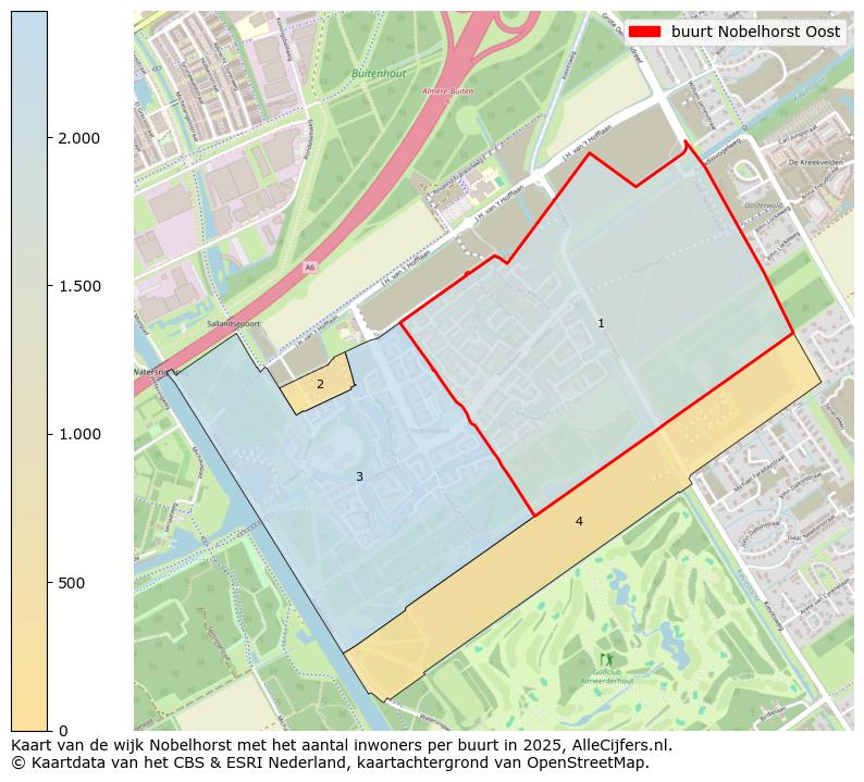 Afbeelding van de buurt Nobelhorst Oost op de kaart.