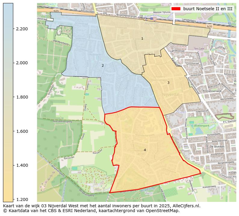 Afbeelding van de buurt Noetsele II en III op de kaart.