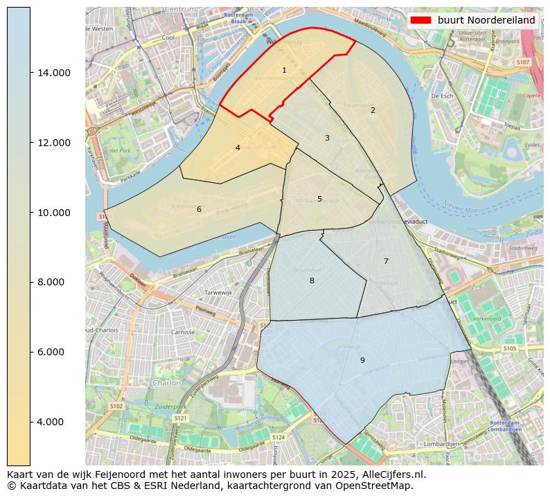 Afbeelding van de buurt Noordereiland op de kaart.