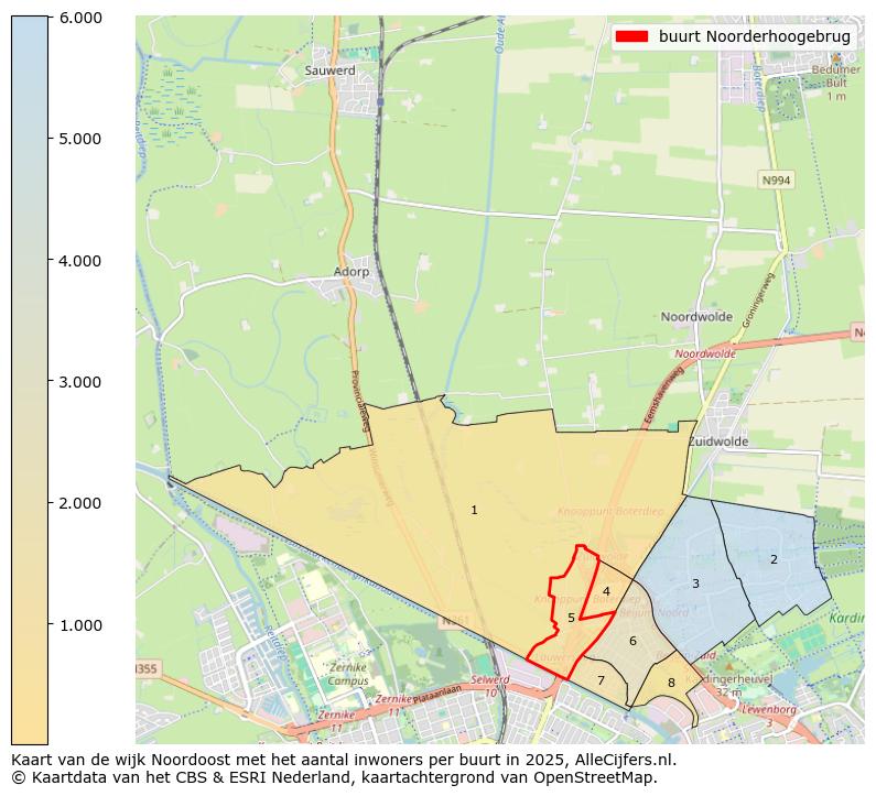 Afbeelding van de buurt Noorderhoogebrug op de kaart.