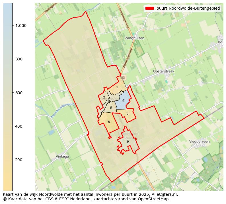 Afbeelding van de buurt Noordwolde-Buitengebied op de kaart.