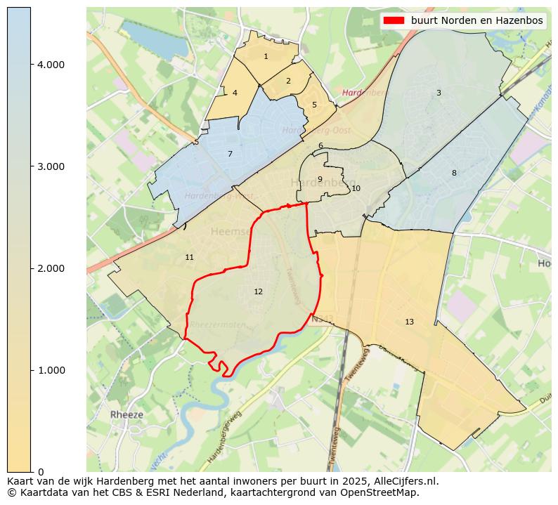 Afbeelding van de buurt Norden en Hazenbos op de kaart.