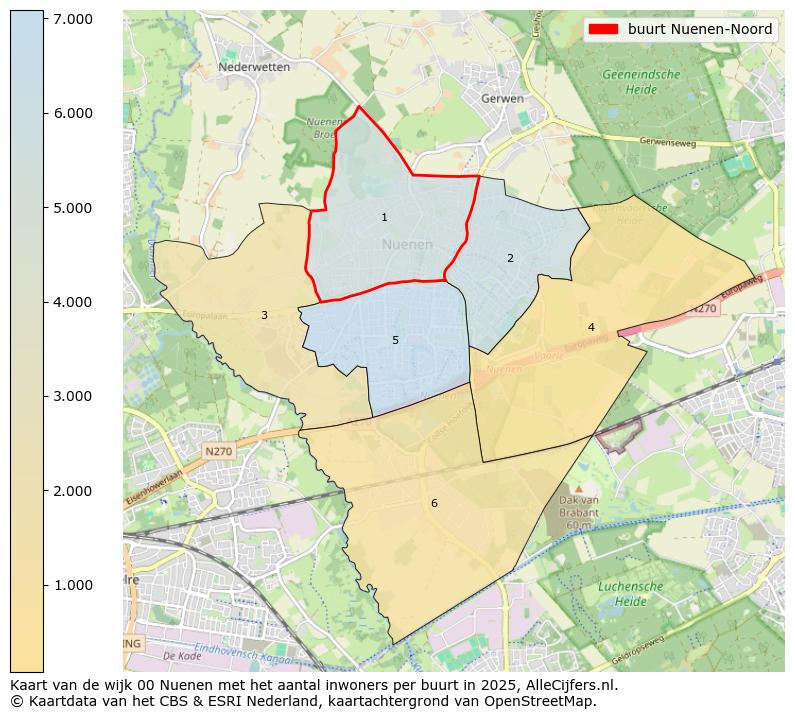Afbeelding van de buurt Nuenen-Noord op de kaart.