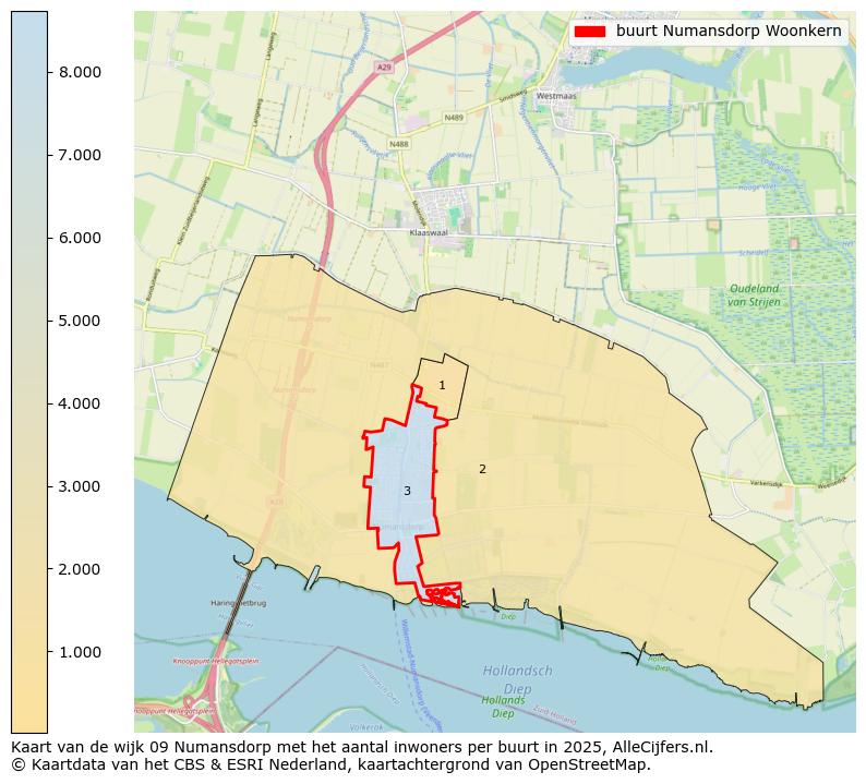 Afbeelding van de buurt Numansdorp Woonkern op de kaart.