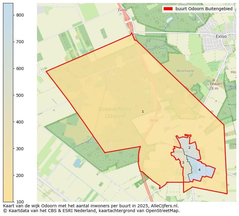 Afbeelding van de buurt Odoorn Buitengebied op de kaart.