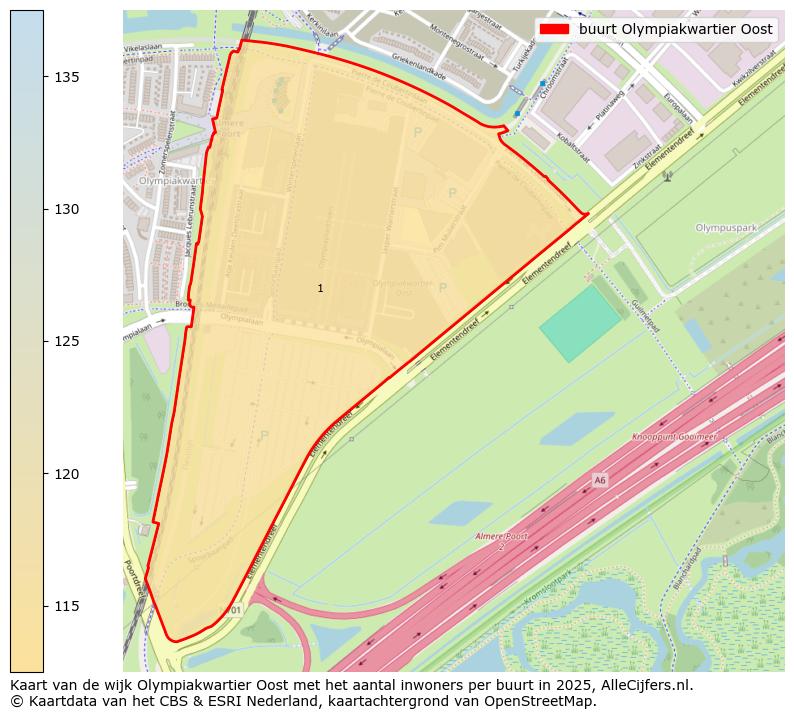 Afbeelding van de buurt Olympiakwartier Oost op de kaart.