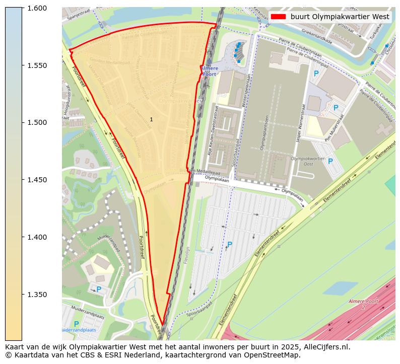 Afbeelding van de buurt Olympiakwartier West op de kaart.