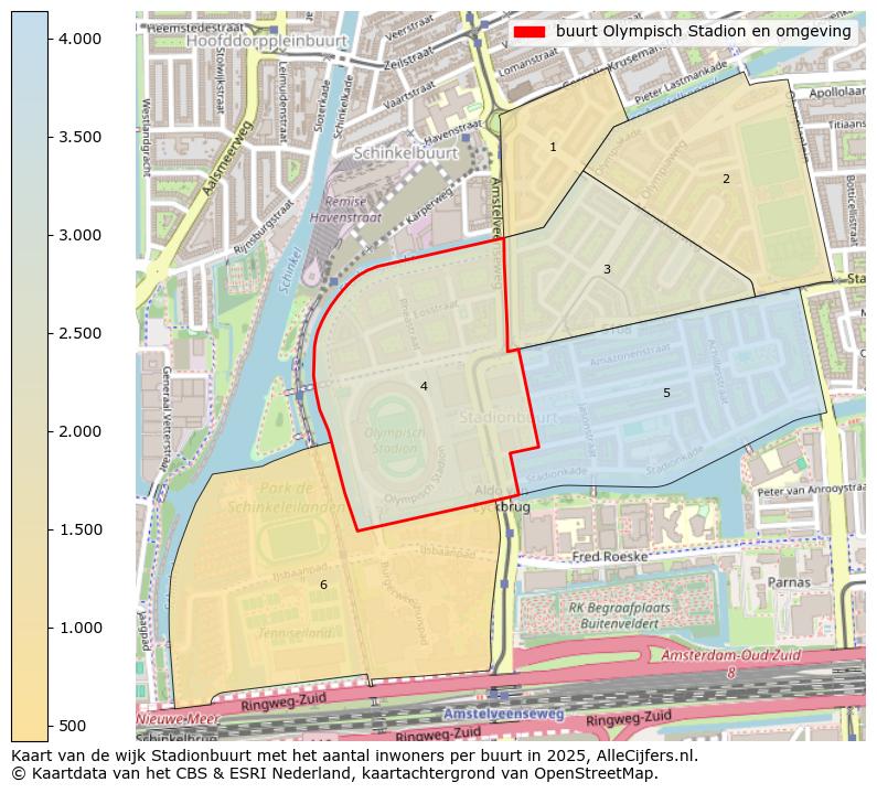 Afbeelding van de buurt Olympisch Stadion en omgeving op de kaart.