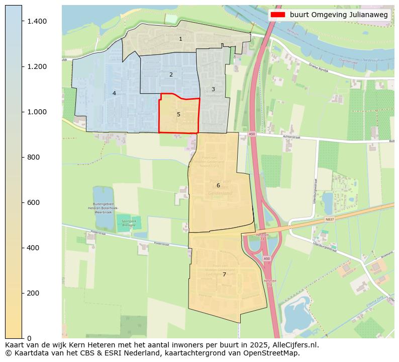 Afbeelding van de buurt Omgeving Julianaweg op de kaart.