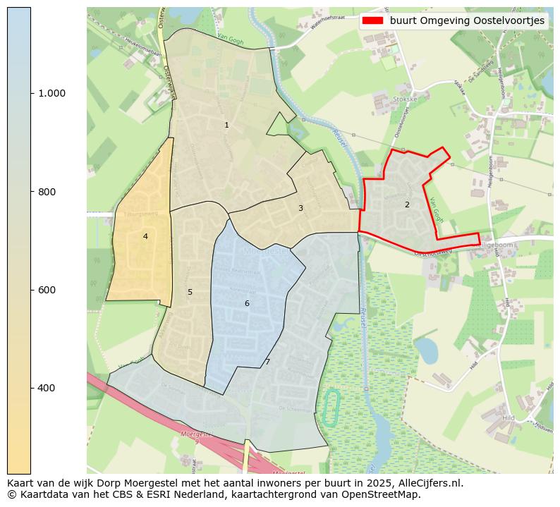 Afbeelding van de buurt Omgeving Oostelvoortjes op de kaart.