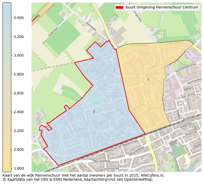 Afbeelding van de buurt Omgeving Pannenschuur Centrum op de kaart.