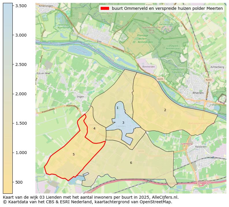 Afbeelding van de buurt Ommerveld en verspreide huizen polder Meerten op de kaart.