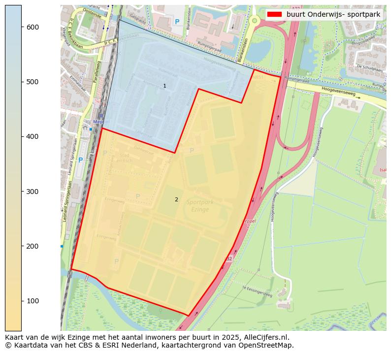 Afbeelding van de buurt Onderwijs- sportpark op de kaart.
