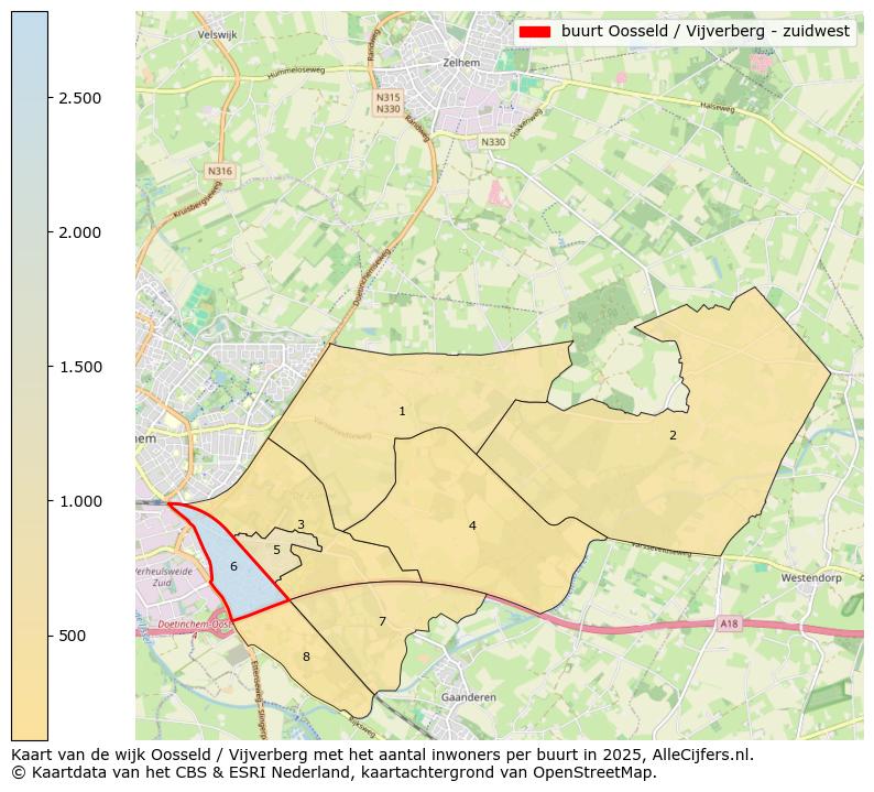 Afbeelding van de buurt Oosseld / Vijverberg - zuidwest op de kaart.