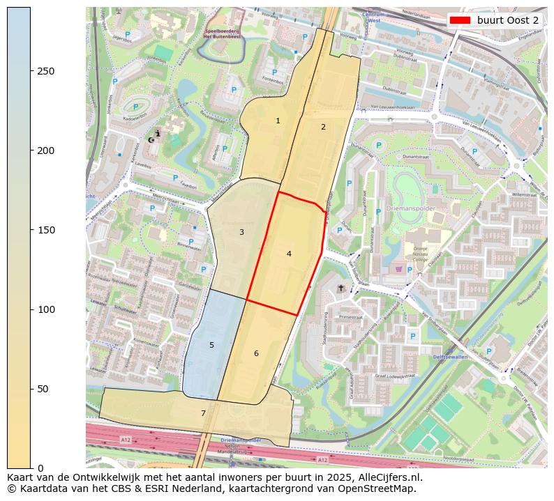 Afbeelding van de buurt Oost 2 op de kaart.