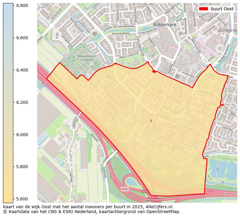 Afbeelding van de buurt Oost op de kaart.