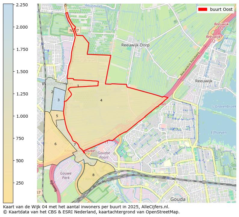 Afbeelding van de buurt Oost op de kaart.