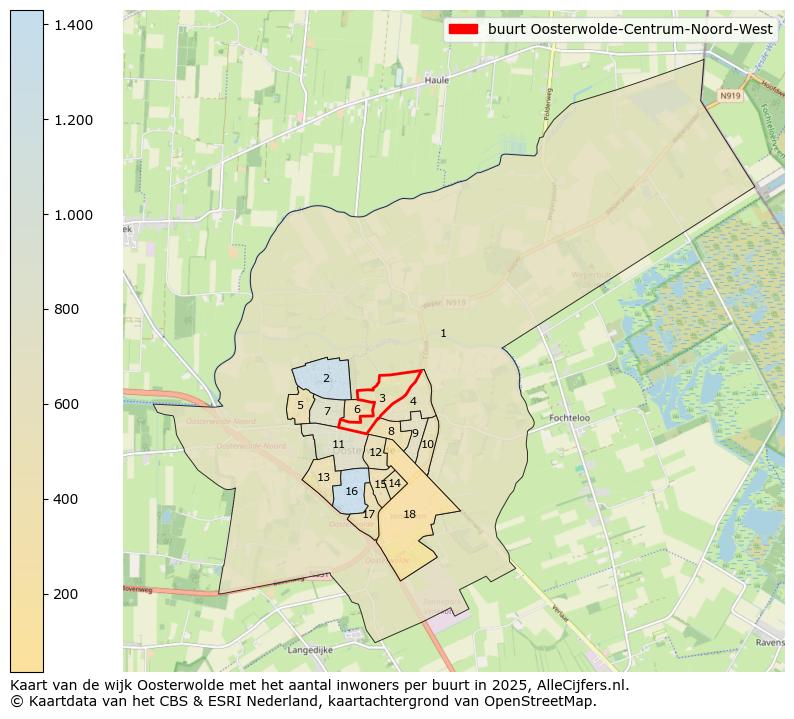 Afbeelding van de buurt Oosterwolde-Centrum-Noord-West op de kaart.