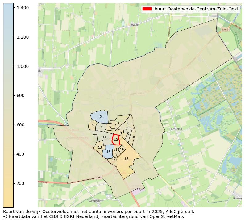 Afbeelding van de buurt Oosterwolde-Centrum-Zuid-Oost op de kaart.