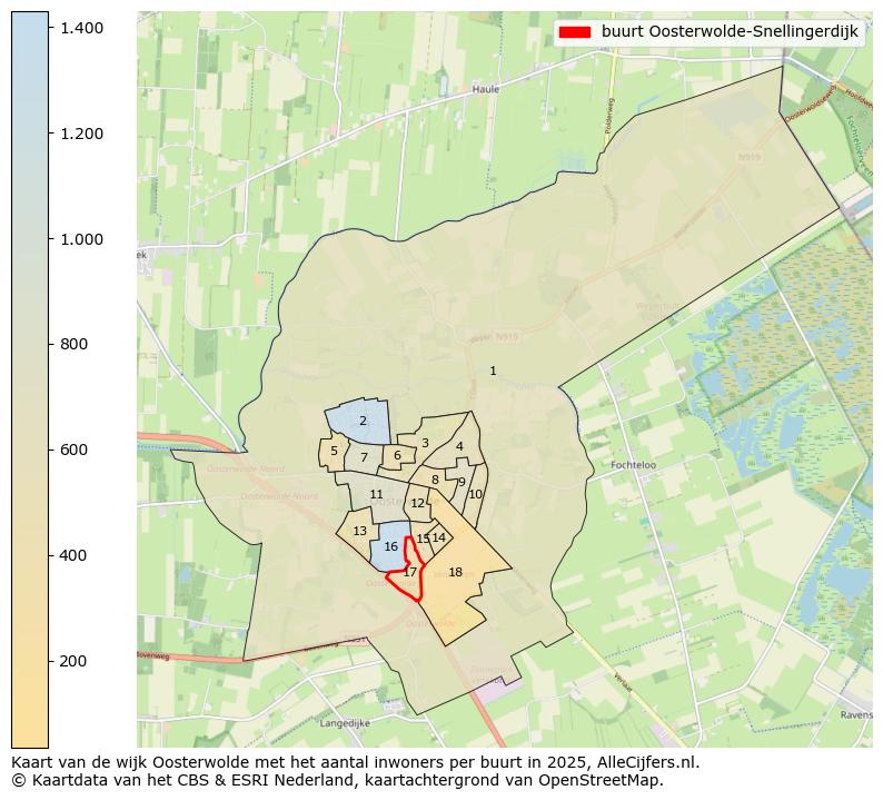 Afbeelding van de buurt Oosterwolde-Snellingerdijk op de kaart.