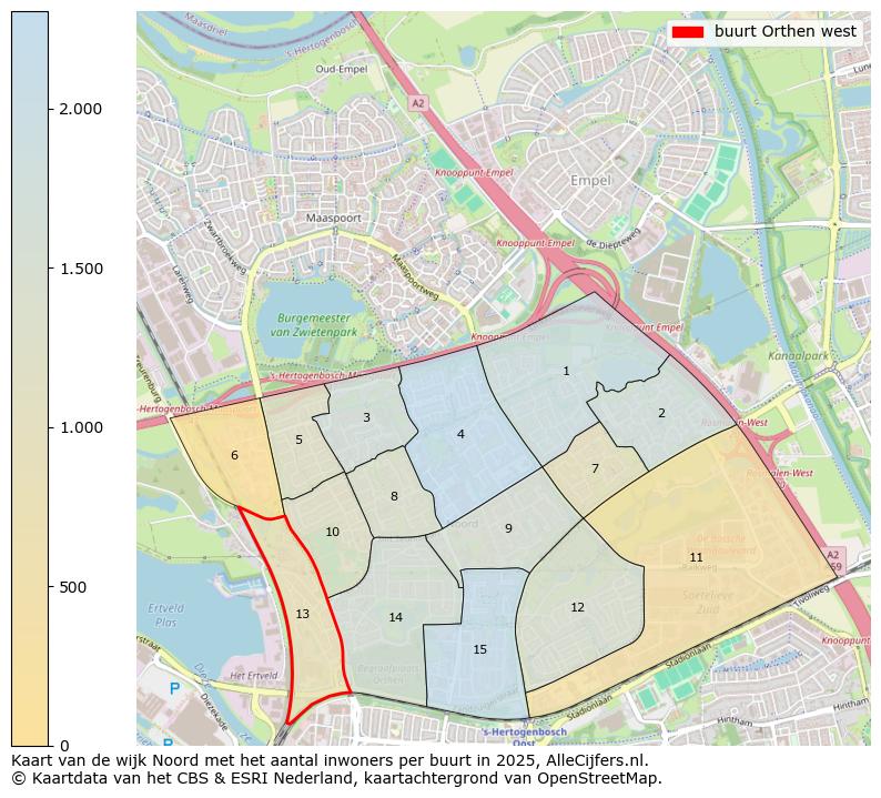 Afbeelding van de buurt Orthen west op de kaart.