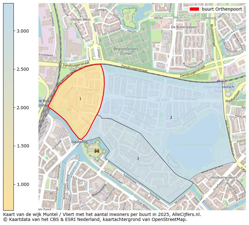 Afbeelding van de buurt Orthenpoort op de kaart.