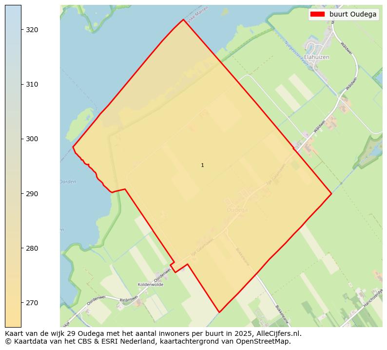 Afbeelding van de buurt Oudega op de kaart.