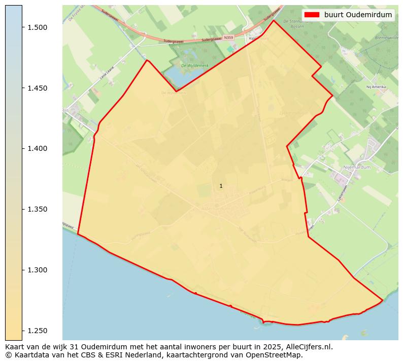 Afbeelding van de buurt Oudemirdum op de kaart.