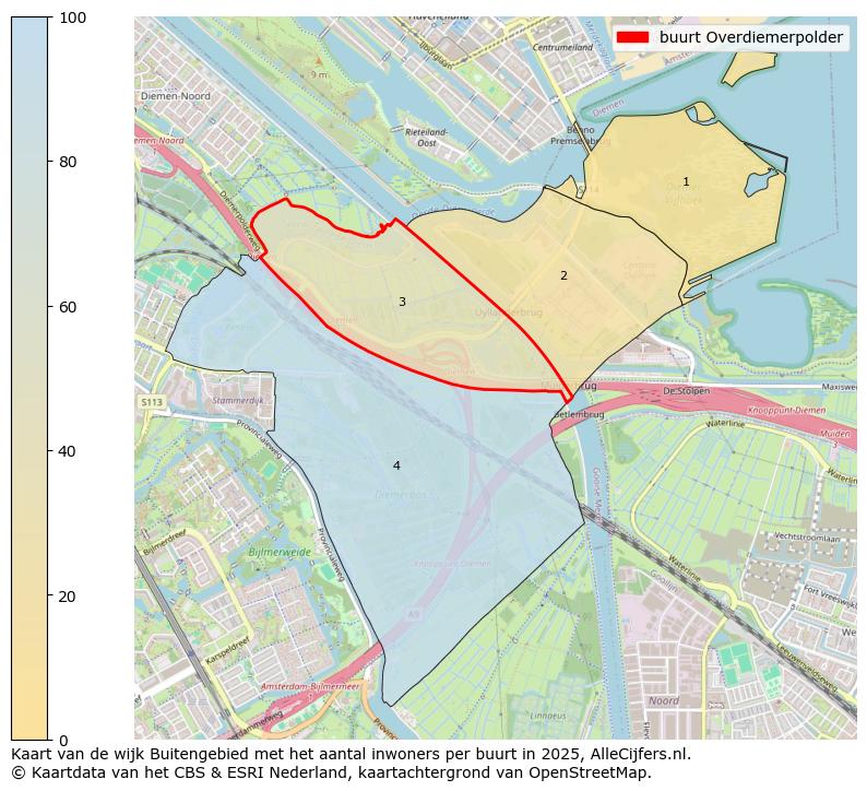 Afbeelding van de buurt Overdiemerpolder op de kaart.