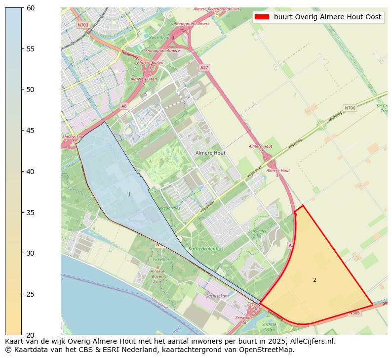 Afbeelding van de buurt Overig Almere Hout Oost op de kaart.