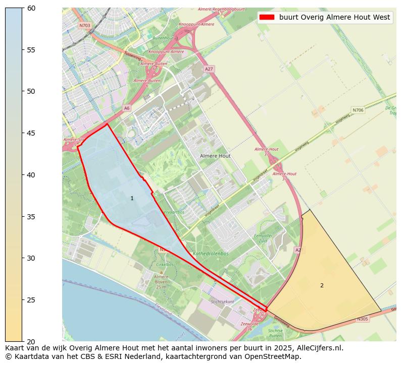 Afbeelding van de buurt Overig Almere Hout West op de kaart.