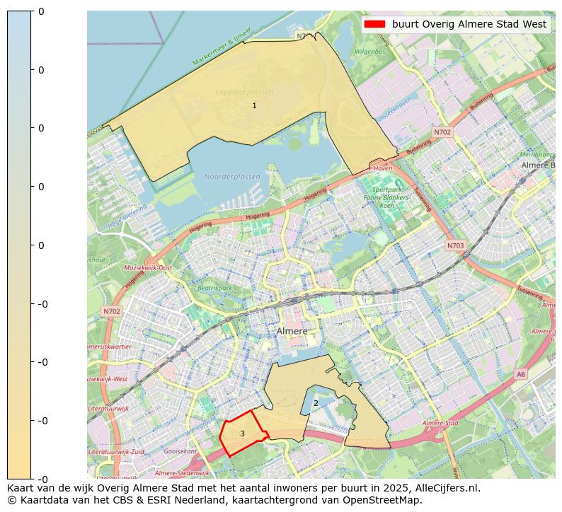 Afbeelding van de buurt Overig Almere Stad West op de kaart.