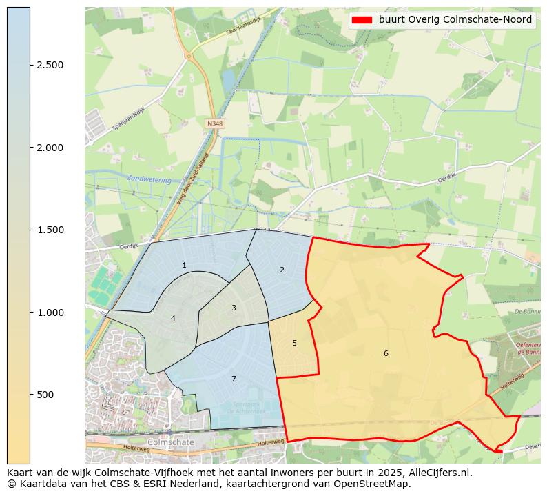 Afbeelding van de buurt Overig Colmschate-Noord op de kaart.