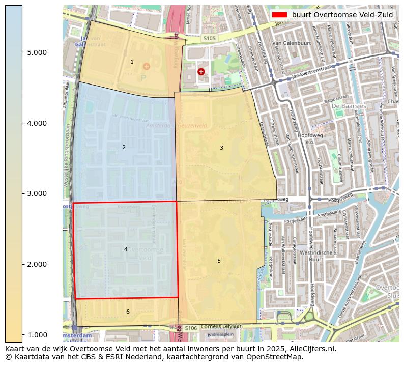 Afbeelding van de buurt Overtoomse Veld-Zuid op de kaart.