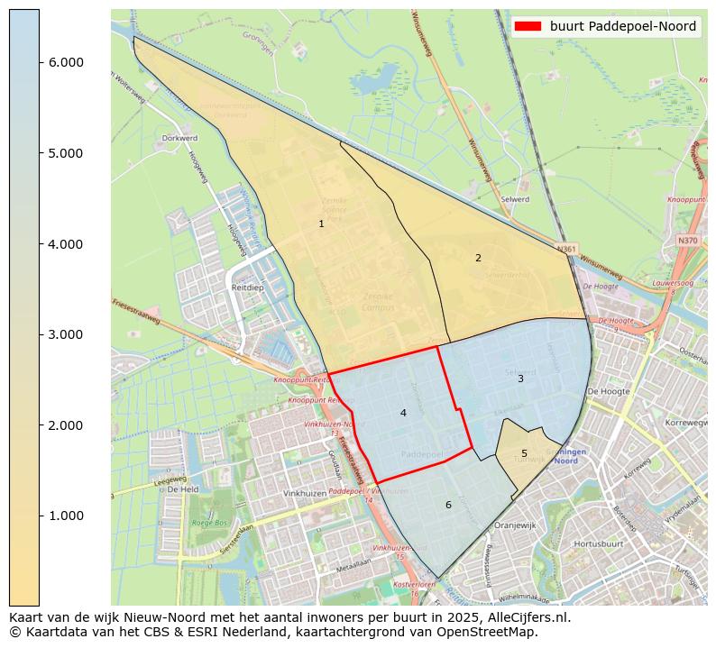 Afbeelding van de buurt Paddepoel-Noord op de kaart.