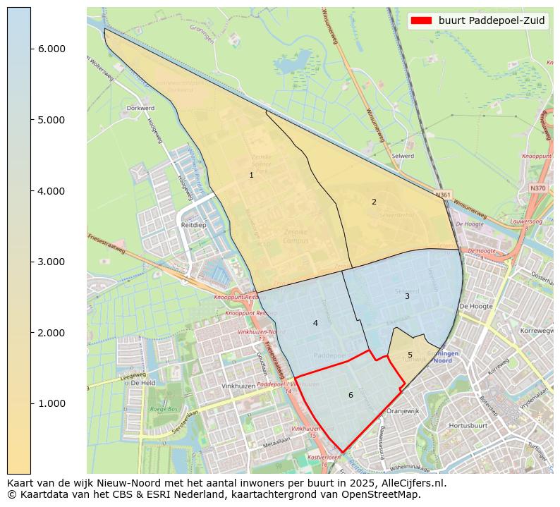 Afbeelding van de buurt Paddepoel-Zuid op de kaart.