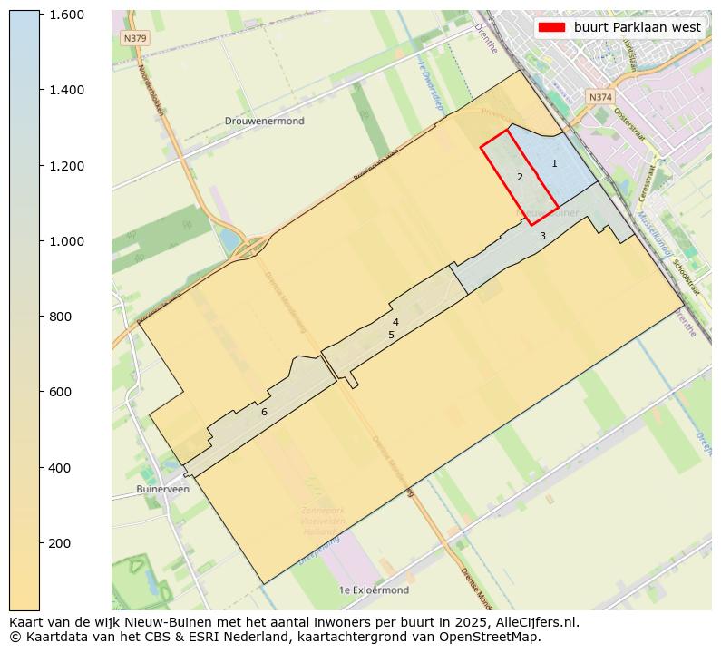 Afbeelding van de buurt Parklaan west op de kaart.