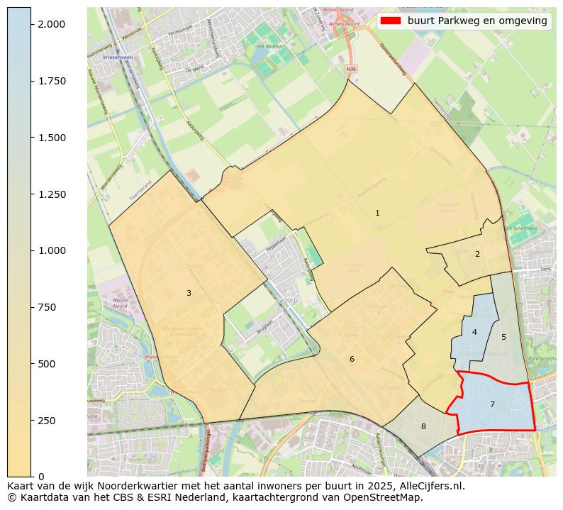 Afbeelding van de buurt Parkweg en omgeving op de kaart.