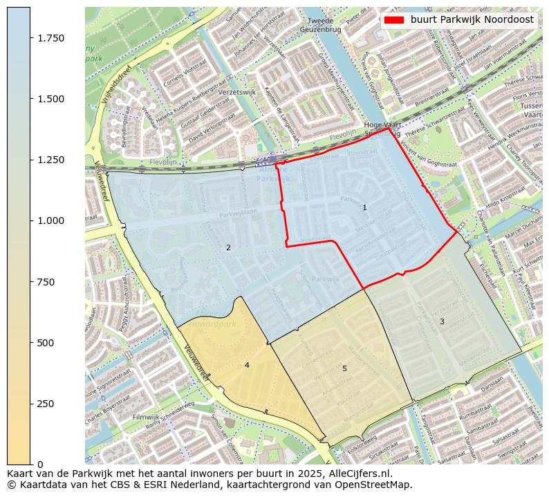 Afbeelding van de buurt Parkwijk Noordoost op de kaart.