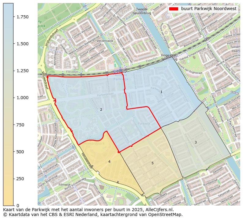 Afbeelding van de buurt Parkwijk Noordwest op de kaart.