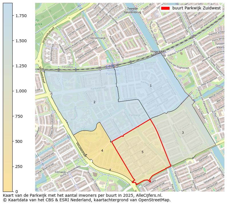 Afbeelding van de buurt Parkwijk Zuidwest op de kaart.