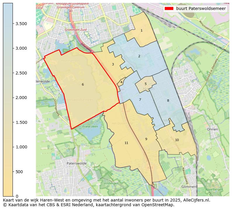 Afbeelding van de buurt Paterswoldsemeer op de kaart.