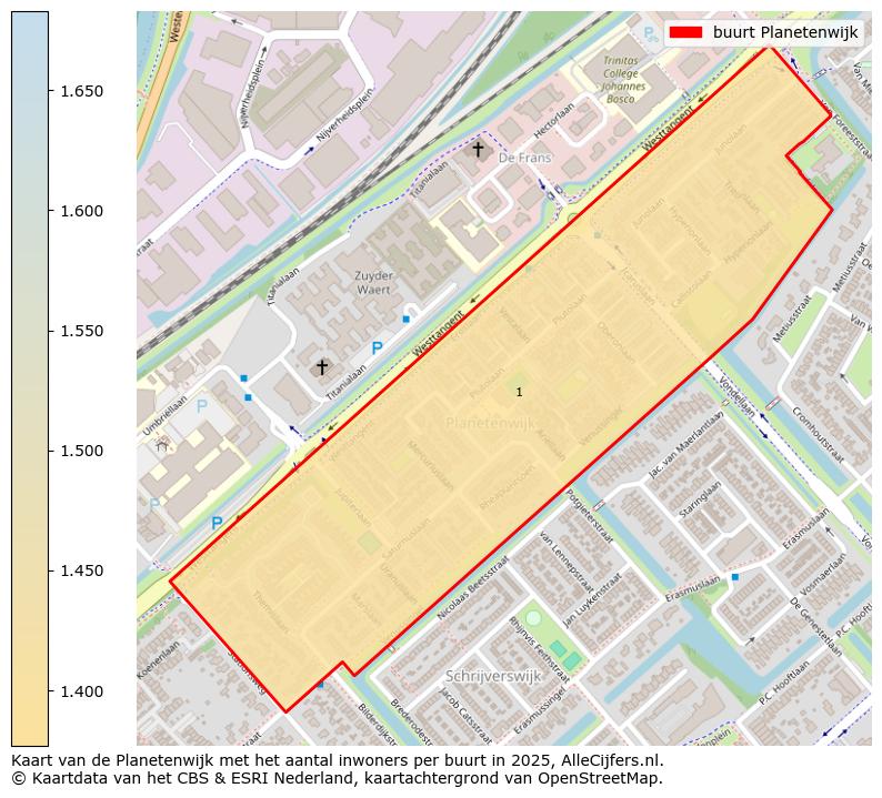 Afbeelding van de buurt Planetenwijk op de kaart.