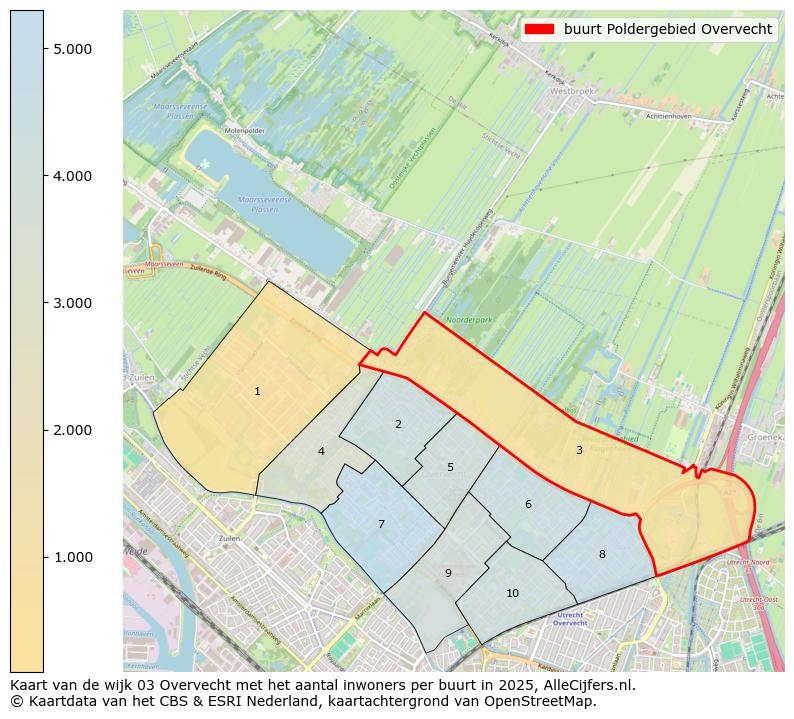 Afbeelding van de buurt Poldergebied Overvecht op de kaart.