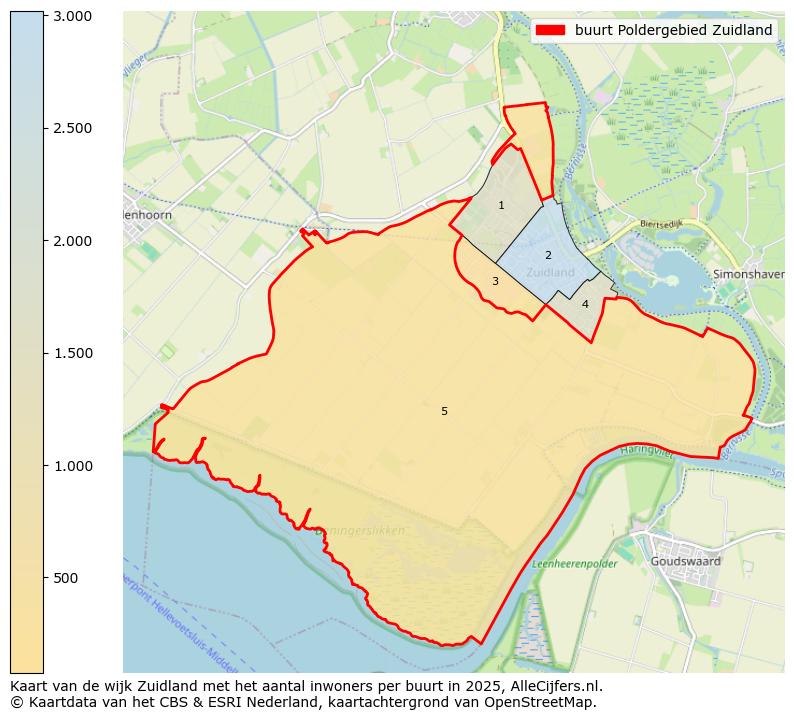 Afbeelding van de buurt Poldergebied Zuidland op de kaart.