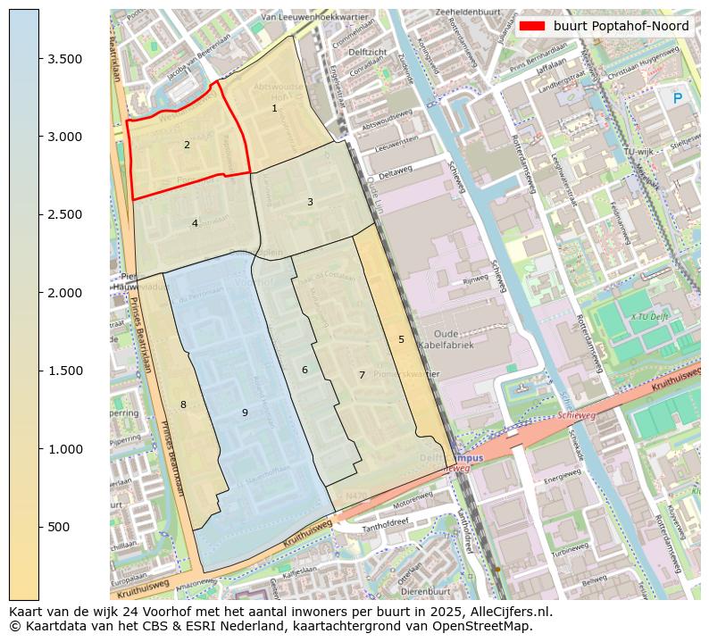 Afbeelding van de buurt Poptahof-Noord op de kaart.