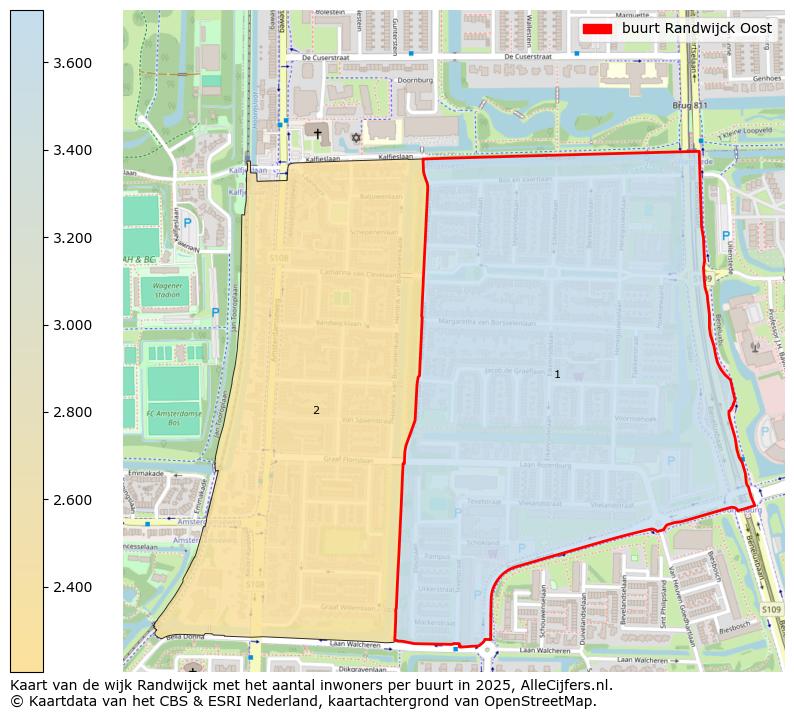 Afbeelding van de buurt Randwijck Oost op de kaart.