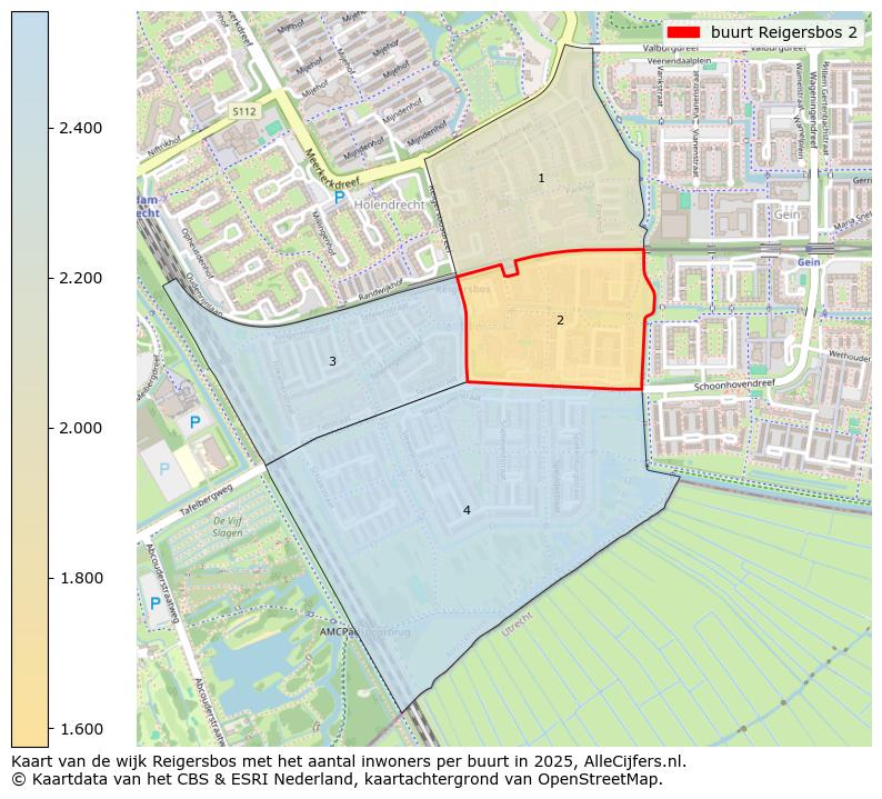 Afbeelding van de buurt Reigersbos 2 op de kaart.