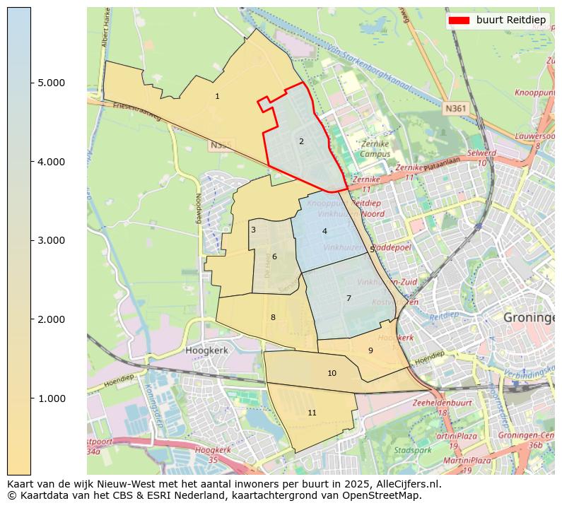 Afbeelding van de buurt Reitdiep op de kaart.