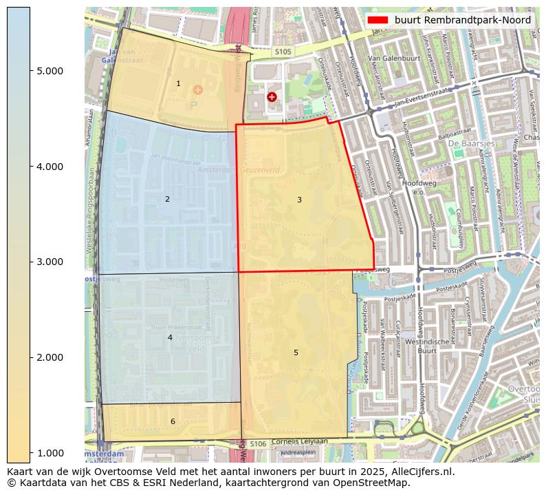 Afbeelding van de buurt Rembrandtpark-Noord op de kaart.